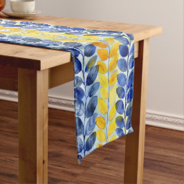 Caminho De Mesa Grande Folhas Amarelas e Azuis