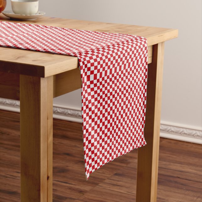 Caminho De Mesa Grande Gingham Vermelho E Branco Verificado (No Local)