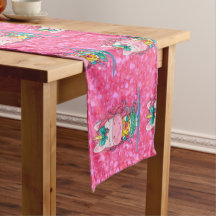 Glitter Pastle Pink Unicorn Long Mesa Runner