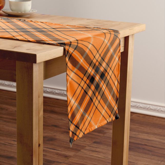 Caminho De Mesa Grande Halloween Orange Tartan (No Local)