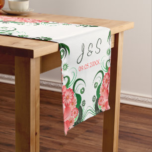 Caminho De Mesa Grande Hibiscus floral cor-de-rosa corredor da mesa de 16