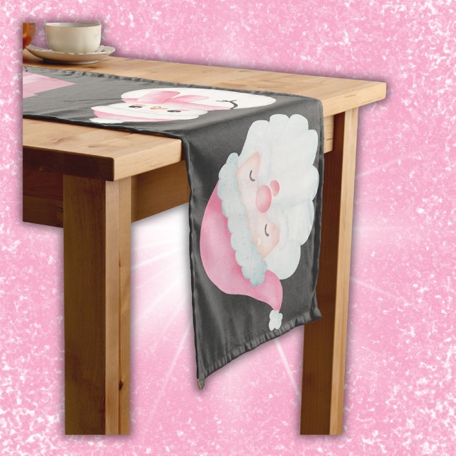 Caminho De Mesa Grande Ícones de Natal rosa no carvão | (Criador carregado)