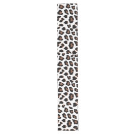 Caminho De Mesa Grande Impressão Leopardo Branco