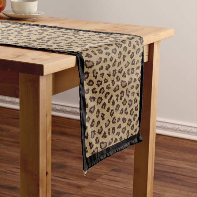 Caminho De Mesa Grande Impressão Leopardo com Borda (No Local)