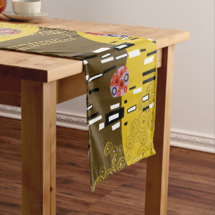 Caminho De Mesa Grande Klimt Inspirou Dourada Arte Nouveau O Beijo