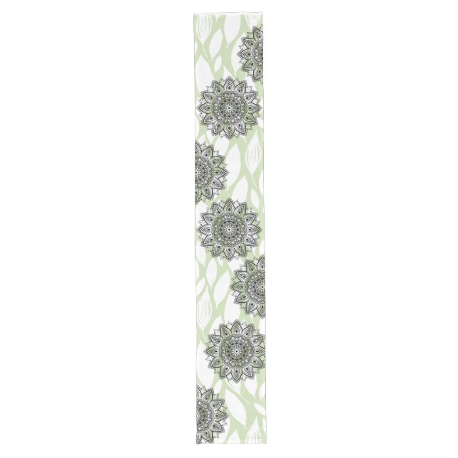 Caminho De Mesa Grande  Mandala Leaves: Nature's Harmony Table Runner (Frente)