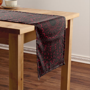 Caminho De Mesa Grande Mandalá Vermelho Borgonha com Simetria Ornamental