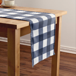 Caminho De Mesa Grande Marinho Azul Grande Gingham Clássico Xadrez