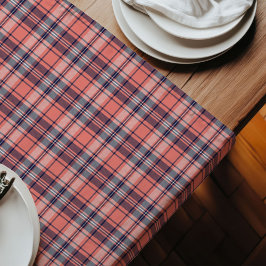 Caminho De Mesa Grande Marinho Coral Tartan Um Torção Moderna na na Xadre