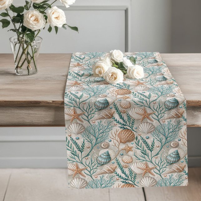 Caminho De Mesa Grande Mesa Costeira com Ênfase Oceânica (Coastal Living Table Runner with Ocean Accents)