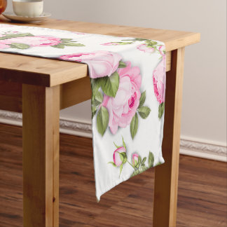 Caminho De Mesa Grande Mesa Floral Longa Rosa