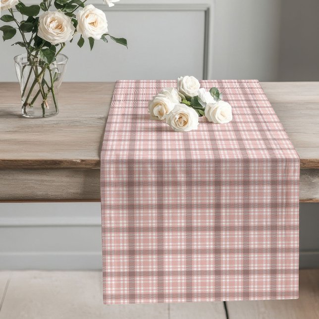 Caminho De Mesa Grande Mesa Suave Dourada Verificada Executante Qualquer  (Soft Rose Gold Checkered Table Runner Any Table)