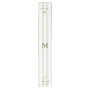 Caminho De Mesa Grande Monograma Casamento Script Listras Verde Branco Re