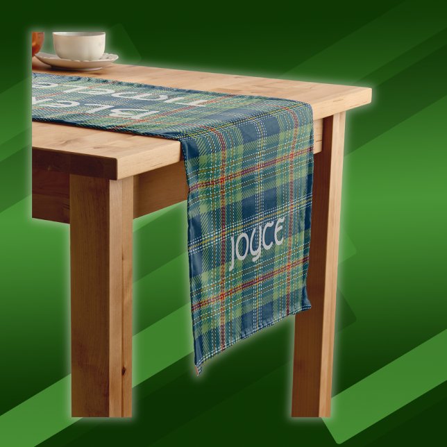 Caminho De Mesa Grande Monograma de Tartan azul e verde eterno | (Criador carregado)