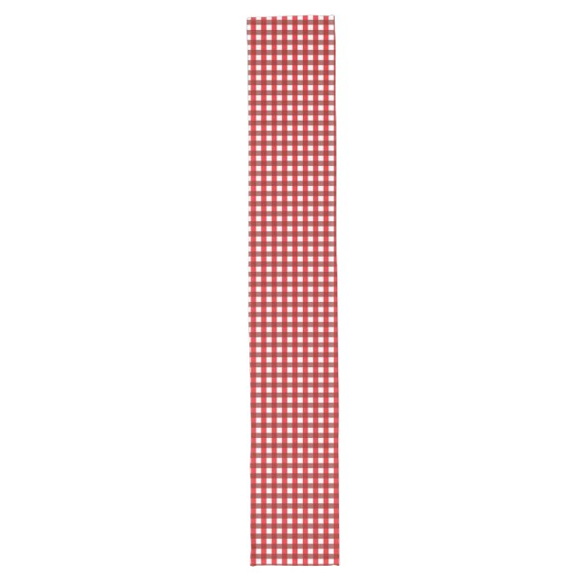 Caminho De Mesa Grande Padrão de Gingham Vermelho e Branco (Frente)