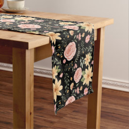 Caminho De Mesa Grande Padrão de Rosa de flor selvagem do legante preto