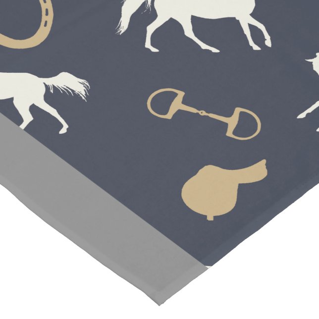 Caminho De Mesa Grande Padrão Dourado e marfim de cavalos inglês