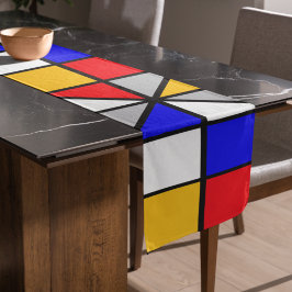 Caminho De Mesa Grande Padrão Geométrico Quadrados Multicolores