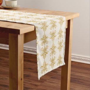 Caminho De Mesa Grande Padrão Motivo Egípcio Dourado