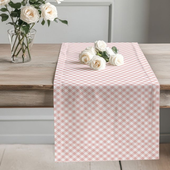 Caminho De Mesa Grande Partes de Mesas Verificadas Douradas com Rosa Clás (Classic Rose Gold Checkered Table Runner Parties)
