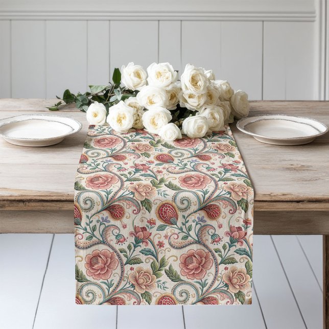 Caminho De Mesa Grande Pastel Victorian Floral Mesa Runner (Soft Pastel Victorian Floral Dining Table Runner)