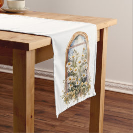 CAMINHO DE MESA GRANDE PASTEL WATERCOLOR WILDFLOWERS EM UMA JANELA