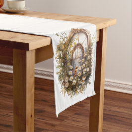 CAMINHO DE MESA GRANDE PASTEL WATERCOLOR WILDFLOWERS EM UMA JANELA