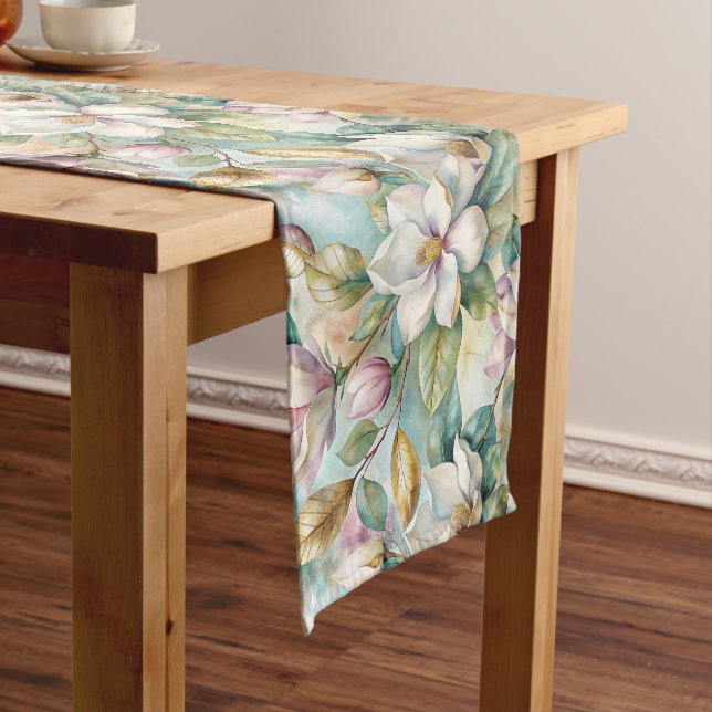 Caminho De Mesa Grande Pattern Elegant Magnolia Flowers (No Local)