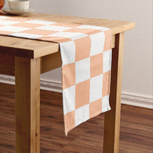 Caminho De Mesa Grande Pêssego cor de laranja, quadrados marcados, geomét