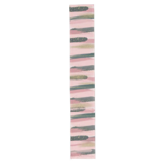 Caminho De Mesa Grande Pink and Green Brushstroke Christmas Table Runner (Frente)