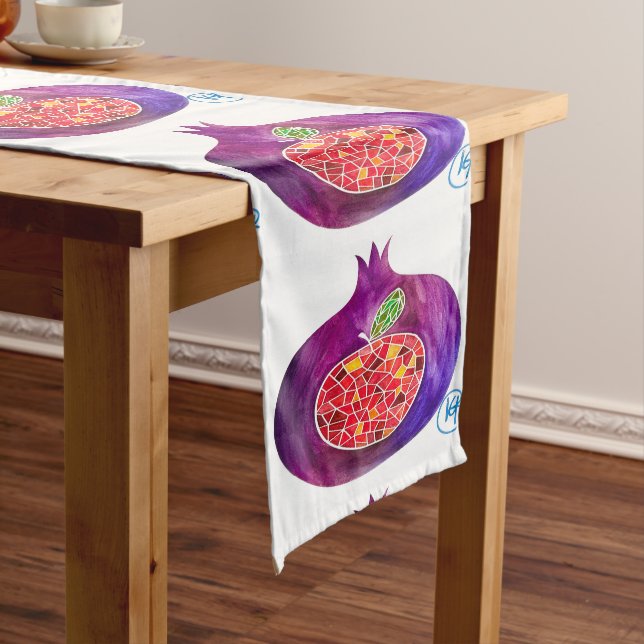 Caminho De Mesa Grande Pomegranate Apple Rosh Hashana Mesa Runner (No Local)