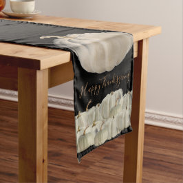 Caminho De Mesa Grande Queda de Ação de Graças de Pumpkins Branco Negro