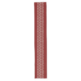 Caminho De Mesa Grande Red Table Runner with Elegant White Center Design