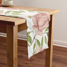 Caminho De Mesa Grande Rosas de Aquarela Rosa Suave