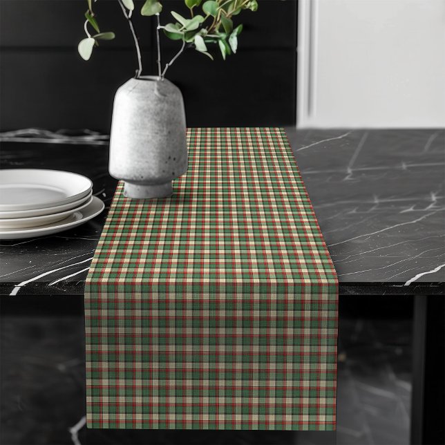 Caminho De Mesa Grande Runner de Mesa Verde Vermelho para Feriados (Red Green Plaid Table Runner for the Holidays)
