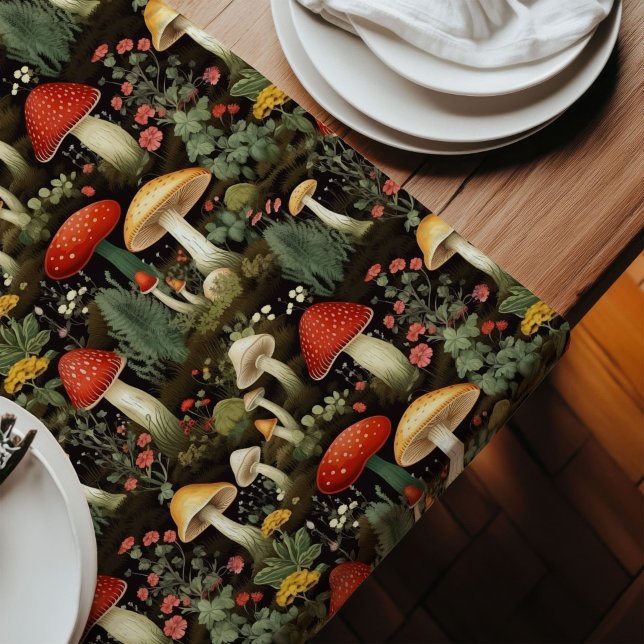 Caminho De Mesa Grande Rustic Mushroom Table Runner Custom Nature Look (Rustic Mushroom Table Runner Custom Nature Look)
