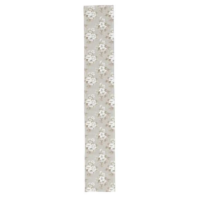 Caminho De Mesa Grande Rustic White Floral Tropical Table Runner (Frente)
