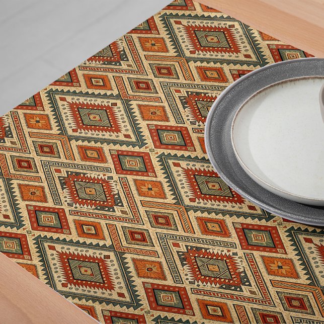 Caminho De Mesa Grande Rústico Tribal Inspirou Mesa Runner Terthy Tones (Rustic Tribal Inspired Table Runner Earthy Tones)