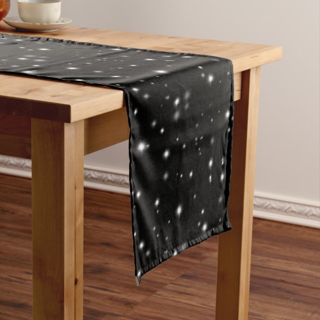 Caminho De Mesa Grande Starlight Sparkles Black and White Stars (No Local)