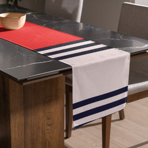 Caminho De Mesa Grande Stripes Uniformes Vermelhas e Pretas