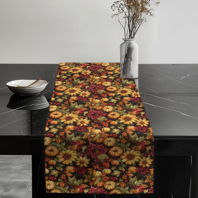 Caminho De Mesa Grande Toque sazonal Rustic Pumpkin Floral Mesa Runner (Rustic Pumpkin Floral Table Runner Seasonal Touch)