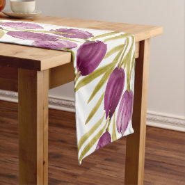 Caminho De Mesa Grande Tulipas Púrpuras Cãibras Pintadas Manualmente