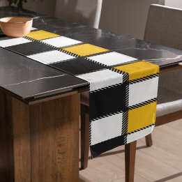 Caminho De Mesa Grande Verificação de Xadrez Preta e Amarela