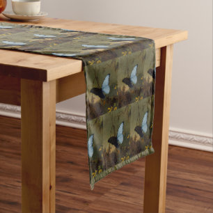 Caminho De Mesa Grande Vintage Martin Johnson Heade Blue Morpho Butterfly