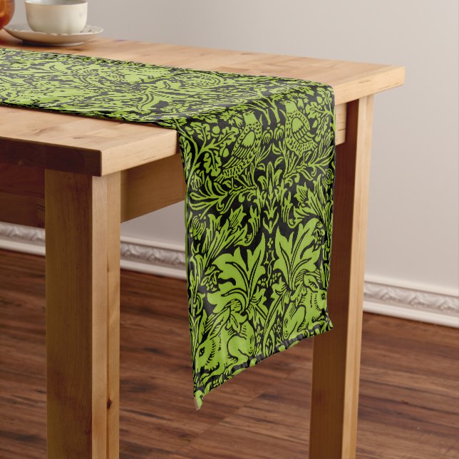 Caminho De Mesa Grande William Morris Irmão Coelho Verde Sage Preto (No Local)