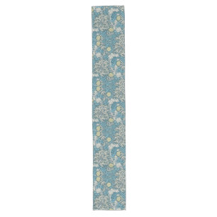 Caminho De Mesa Grande William Morris, padrão art nouveau, algas, azul,f
