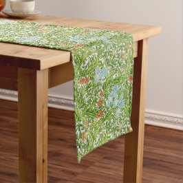 Caminho De Mesa Grande William Morris Vintage Flowers Floral Verde Rosa