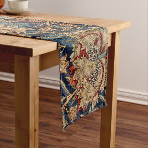 Caminho De Mesa Grande William Morris Vintage Padrão Floral Vermelho