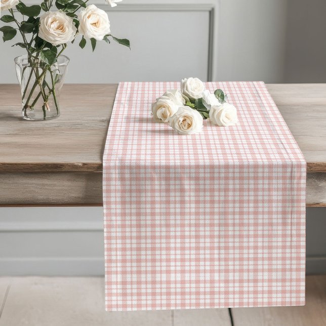 Caminho De Mesa Grande Xadrez Dourada de Rosa suave para refeições confor (Soft Rose Gold Plaid Runner for Cozy Meals)
