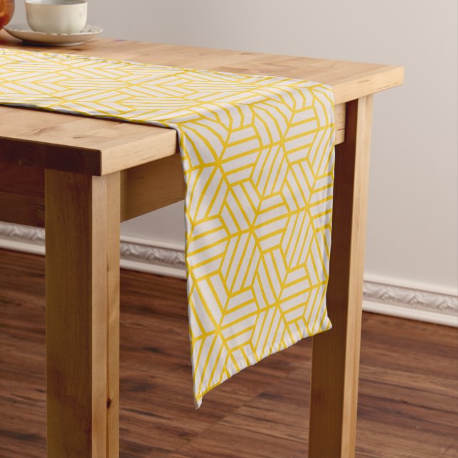 Caminho De Mesa Grande Yellow Hexagon Pattern Table Runner (No Local)